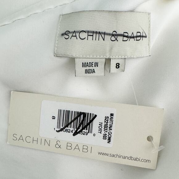 Sachin & Babi Martina One-Shoulder Gown Jeweled Wedding Dress white size 8 - Picture 13 of 16
